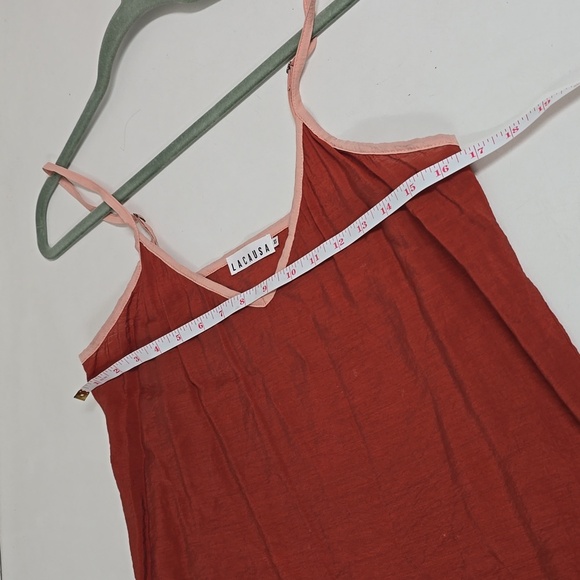 LACAUSA Women's Easy Slip Dress Ruffle Hem Orange - Picture 9 of 12